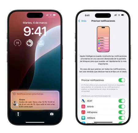 Notificaciones Prioritarias iOS 18.4