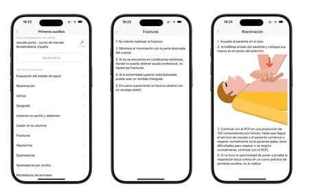Función de primeros auxilios de Mapy