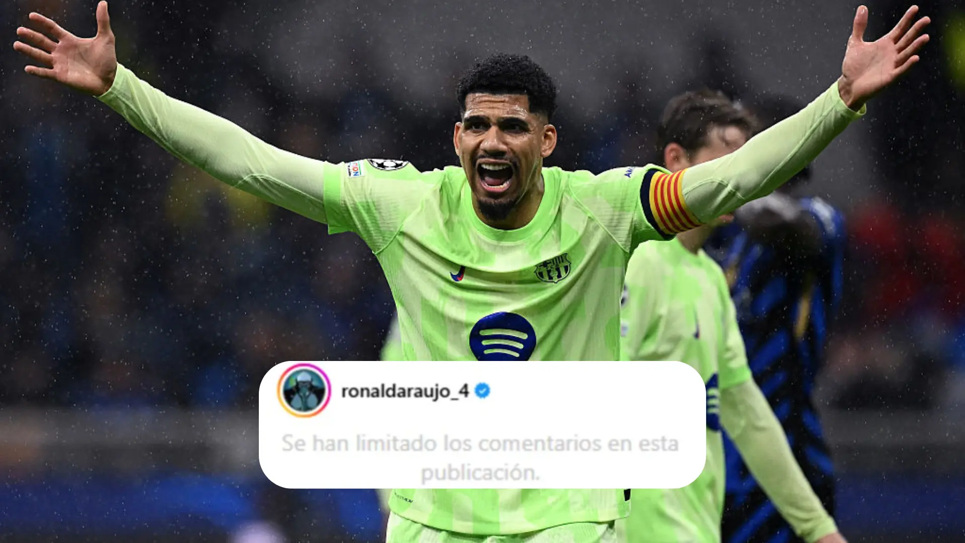 Ronald Araújo limita los comentarios en su Instagram por el acoso e insultos de los fans del Barça tras la derrota ante el Inter