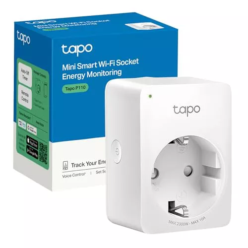 Tapo P110 – Mini enchufe inteligente Wi-Fi (con monitoreo de energía), programación encendido/apagado, ahorro de energía, compatible con Alexa y Google Home