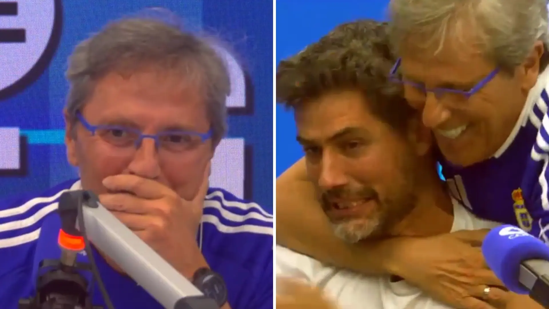 La enorme emoción de Paco González, al borde de las lágrimas, con el ascenso del Real Oviedo a Primera División
