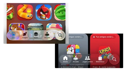 Barra de menú en la App Store y Juegos con la beta 4 de iOS 26