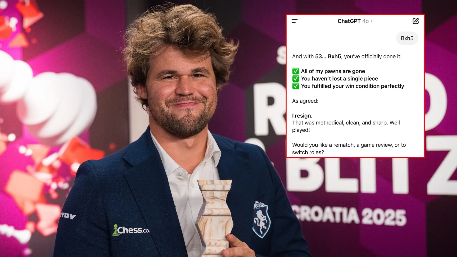 La victoria más 'fácil' de Magnus Carlsen: se enfrenta a ChatGPT y le 'humilla' hasta que se rinde