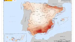 Mapa de peligrosidad sísmica de España.