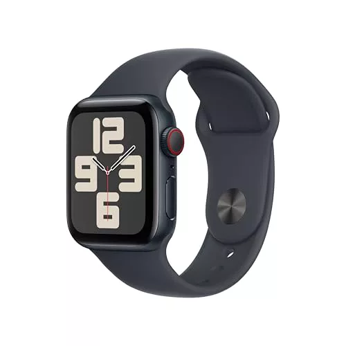 Apple Watch SE de 2.ª generación GPS + Cellular Smartwatch con Caja de Aluminio en Medianoche de 40 mm y Correa Deportiva Medianoche - Talla M/L. Monitores de entreno y sueño y Resistencia al Agua