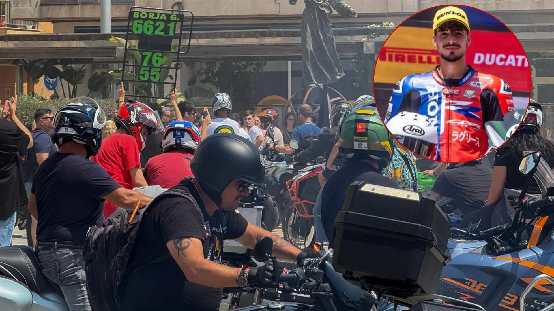 La emotiva despedida de San Javier al piloto Borja Gómez antes de su entierro: un centenar de moteros le rinden homenaje