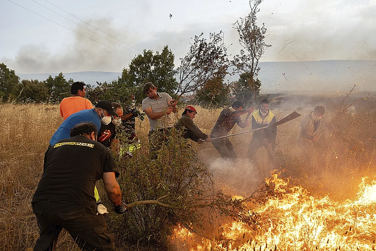 El infierno fue otra vez en Abejera, con seis heridos de gravedad: «Vino una ola de fuego»