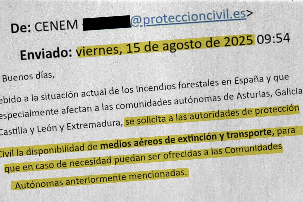 El Gobierno preguntó por la «disponibilidad de medios aéreos» en las autonomías al quinto día, con tres regiones ya devoradas