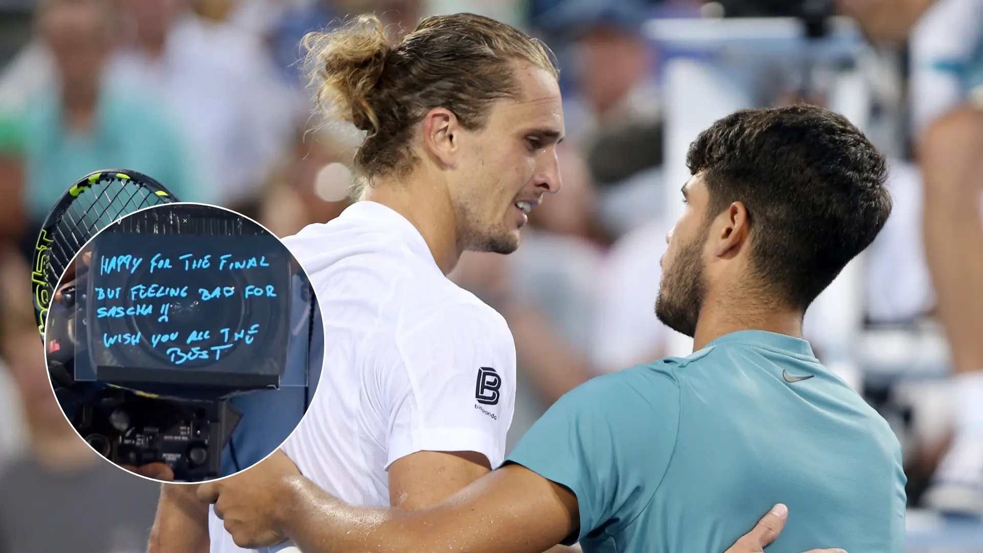 El gesto de deportividad de Carlos Alcaraz con Zverev tras su victoria en Cincinnati: «Feliz por la final, pero triste por Sascha»