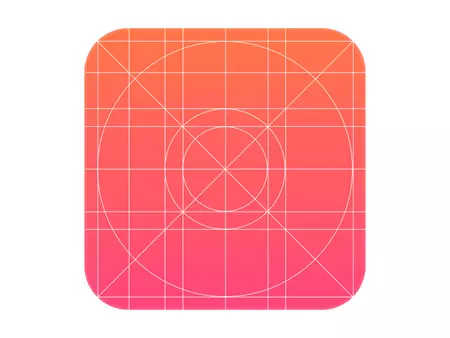 Plantilla de diseño de un icono con sus proporciones.