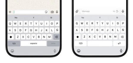 Teclado de WhatsApp (a la izquierda) y Telegram (al derecha, en fase beta)