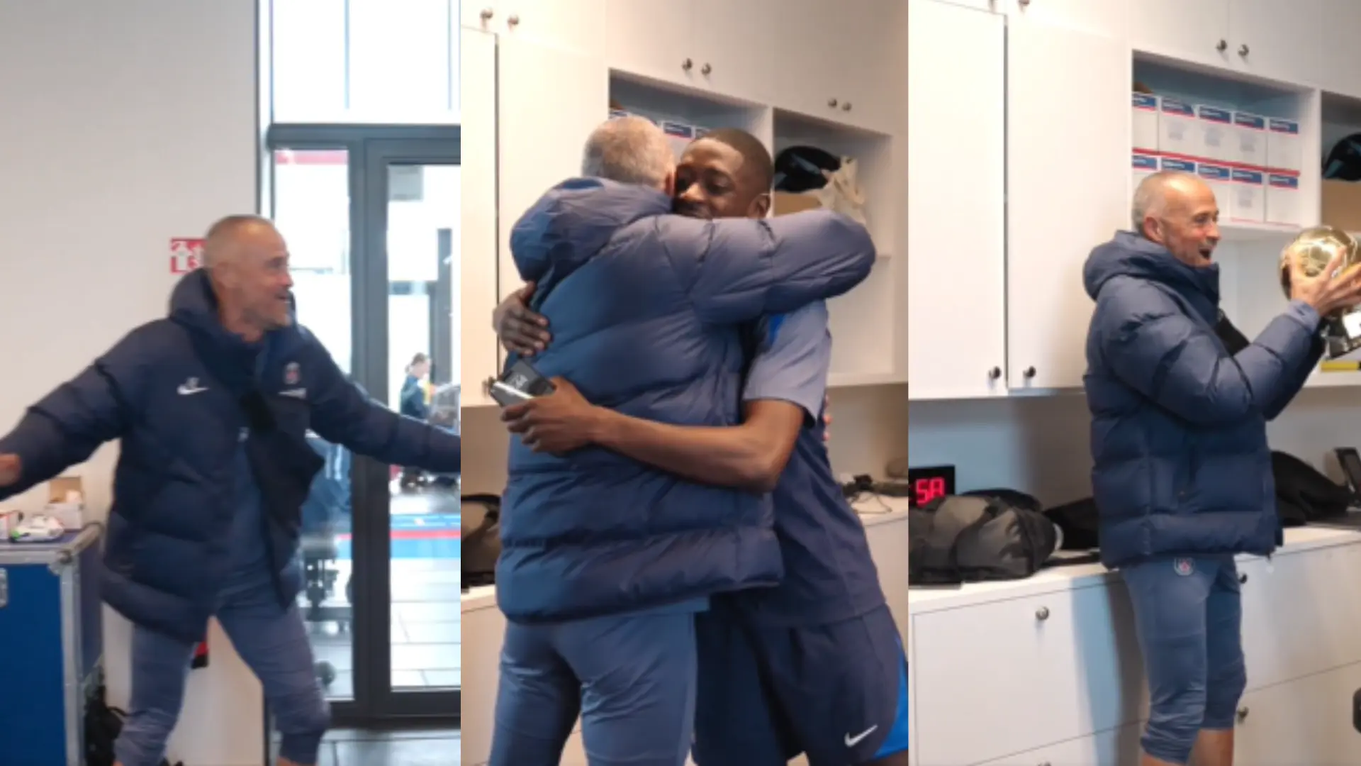 La reacción viral de Luis Enrique al encontrarse con Dembélé tras ganar el Balón de Oro: «¡Ousmane!»