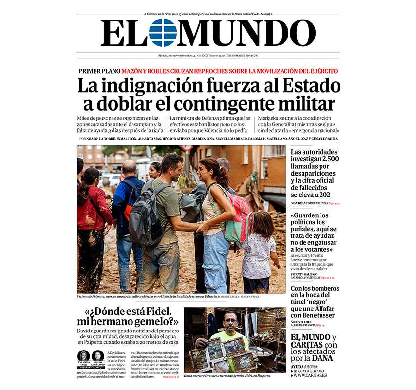 La búsqueda de Fidel Montero, en la portada de EL MUNDO.