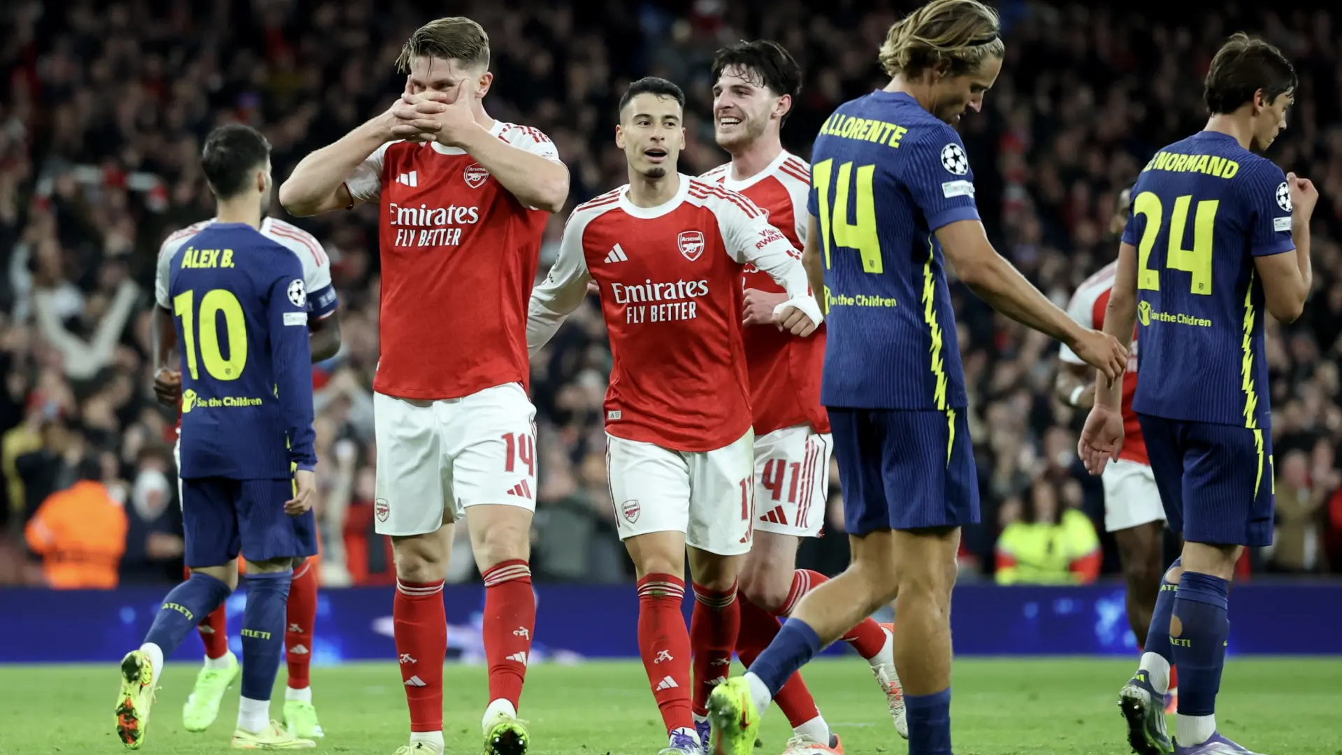 El Atlético de Madrid, vapuleado por el Arsenal en un encuentro de Champions para el olvido