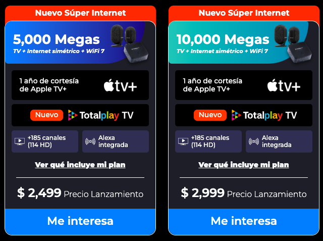 CDATA[
Totalplay , la empresa de internet de Ricardo Salinas Pliego, anunció la llegada a México del WiFi 7 , con una capacidad de hasta 10,000 megas , lo que lo convierte en una opción muy potente para navegación, descargas y procesamiento de información de alta calidad. “Porque la velocidad, potencia y estabilidad sí importan”, destacó la compañía al presentar esta nueva modalidad de conexión, que, aunque muy potente, tiene un precio considerablemente más alto que el de otros paquetes. Si estás interesado en contratar este nuevo paquete del llamado “ Súper Internet ” o simplemente tienes curiosidad por conocer su contenido, aquí te contamos todo lo que debes saber sobre esta nueva modalidad de internet.
![