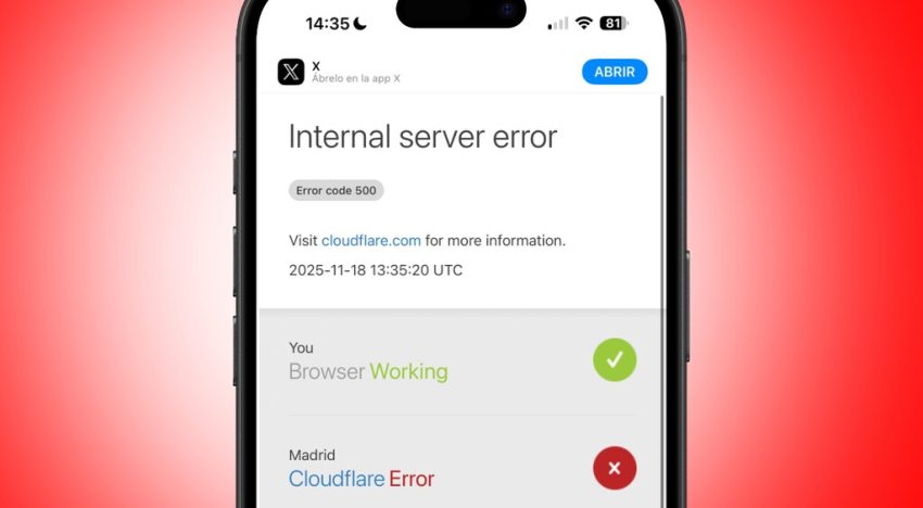 No es cosa de tu iPhone. ChatGPT, X (Twitter) y otras decenas de webs, juegos y apps han caído por un fallo de Cloudflare