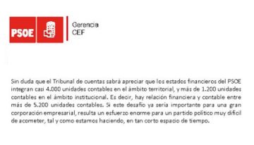 El relax del PSOE con sus gastos, pese a estar subvencionado en un 75%: «Se ve si suman los tiques, garabato y al sobre»