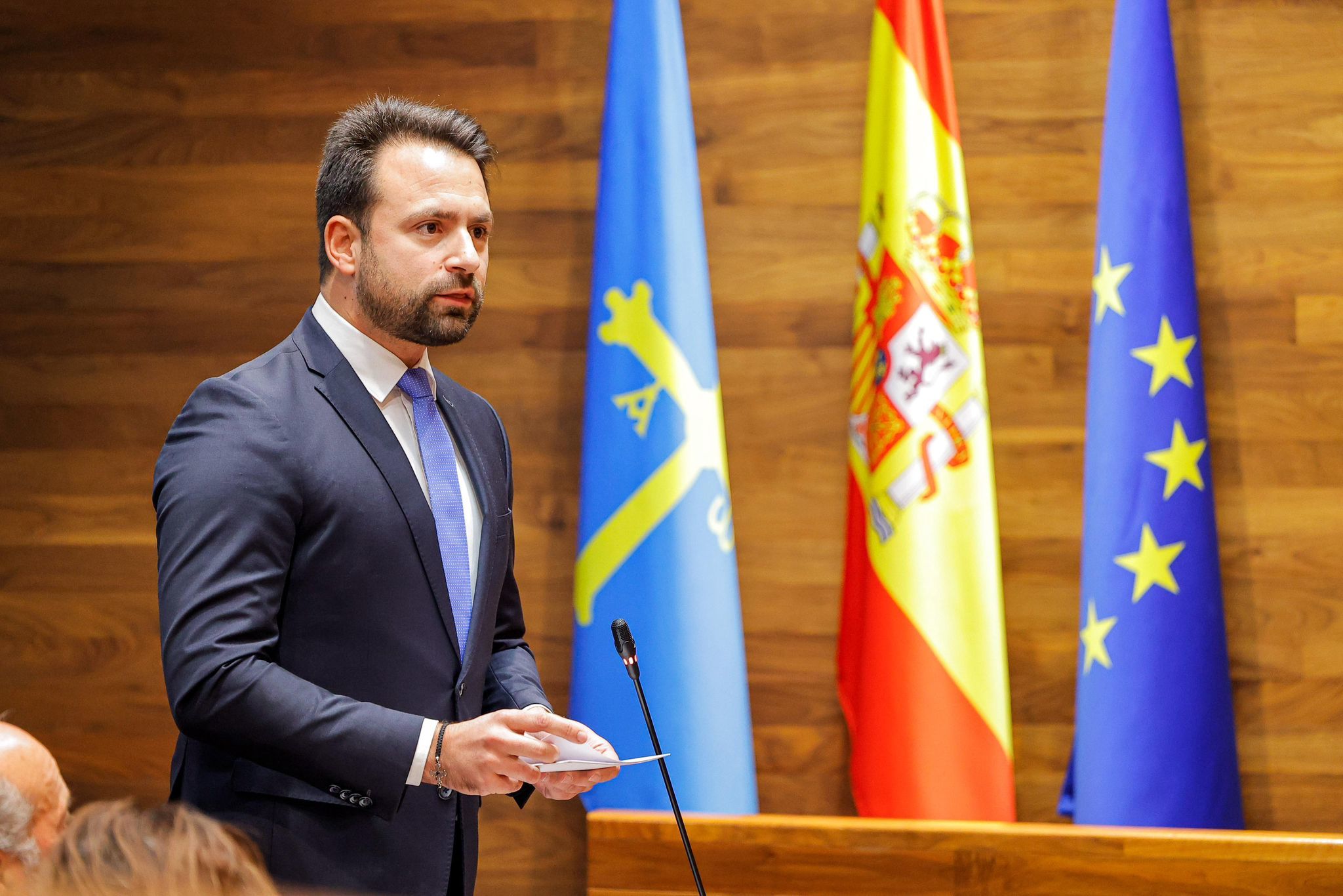 Álvaro Queipo, presidente del PP de Asturias, este miércoles en Oviedo.