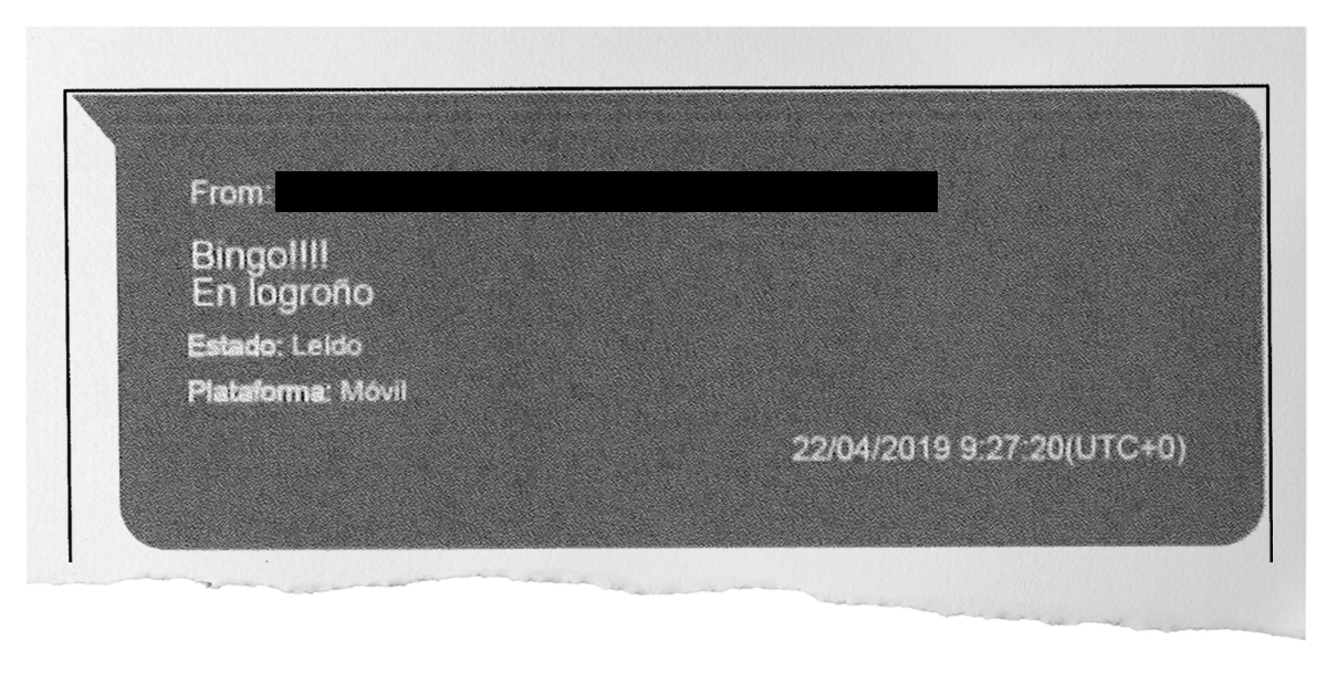 Cinco meses después, en abril de 2019, el entonces director general de Carreteras, Javier Herrero, informó a Koldo García que "Bingo!!!", porque la obra se la iba llevar Acciona.