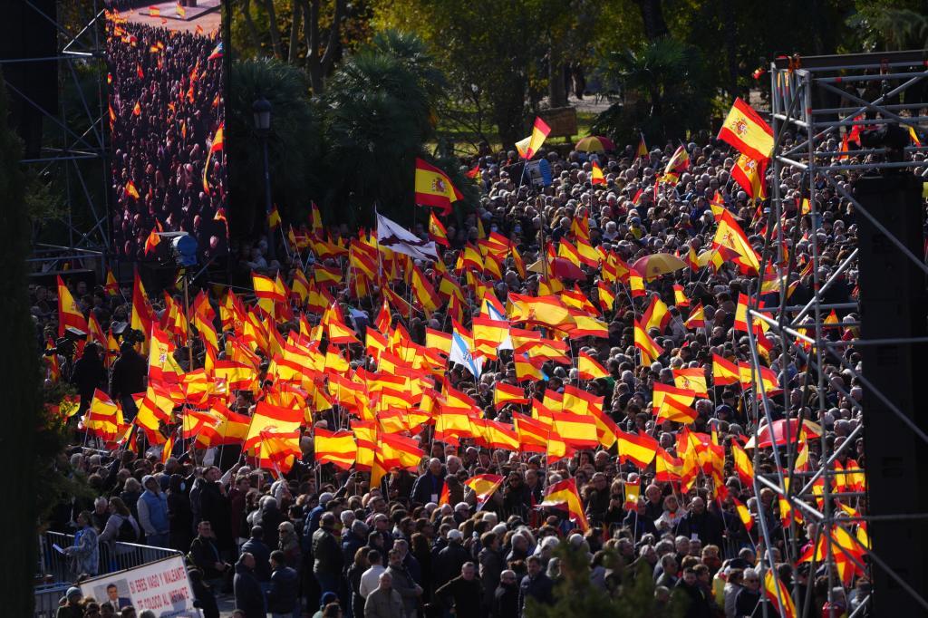 Una imagen de la concentración convocada por el PP en el Templo de Debod.