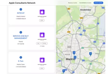 Ejemplo del mapa de socios para empresas en Madrid