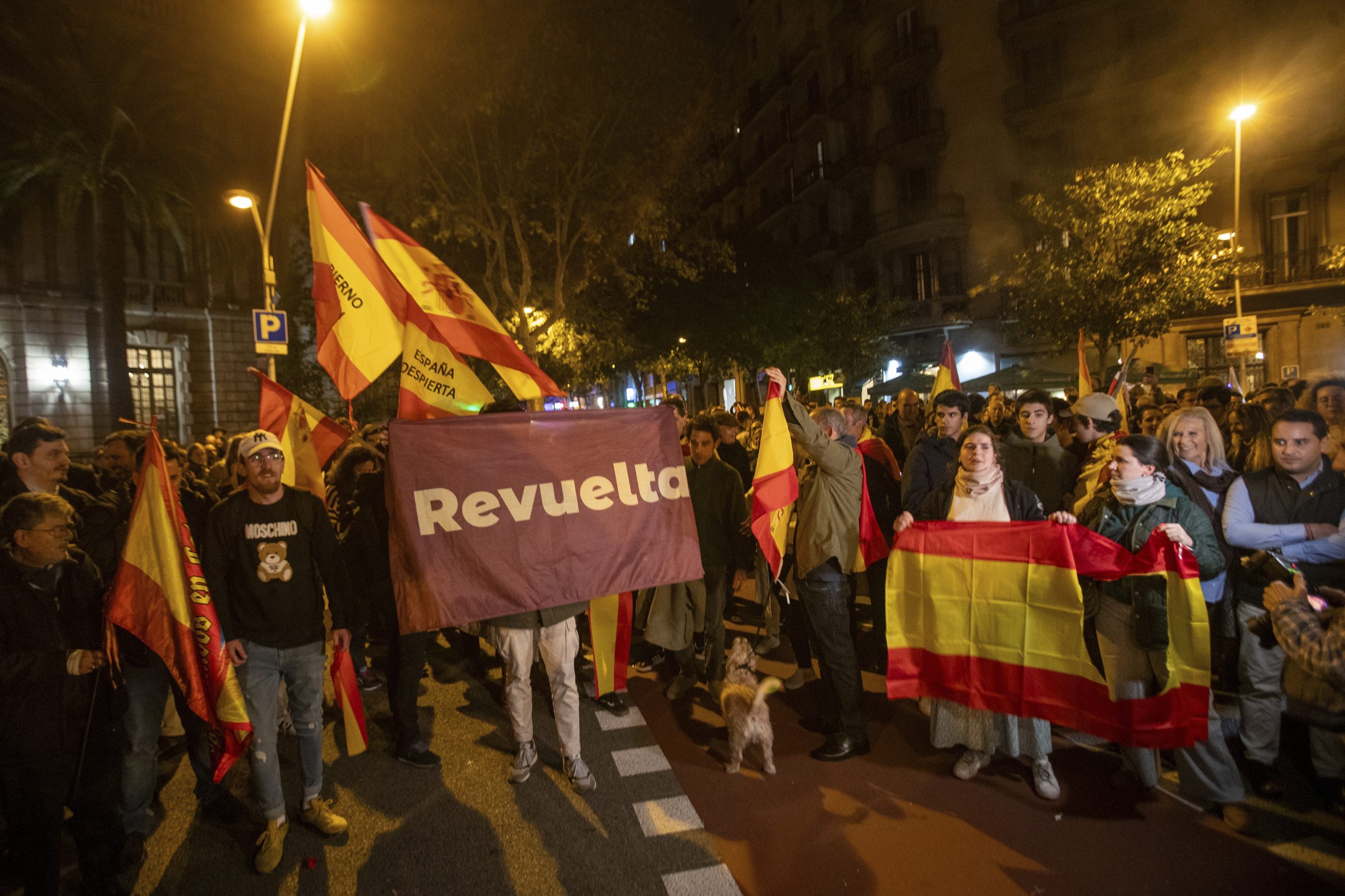 Afines a Revuelta en una manifestación contra la amnistía en Barcelona en noviembre de 2023