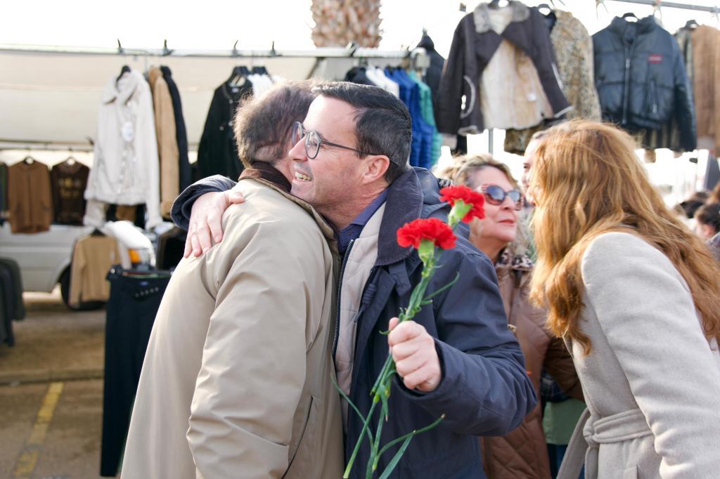 El candidato del PSOE, Miguel Ángel Gallardo, ayer en Villanueva de la Serena (Badajoz).