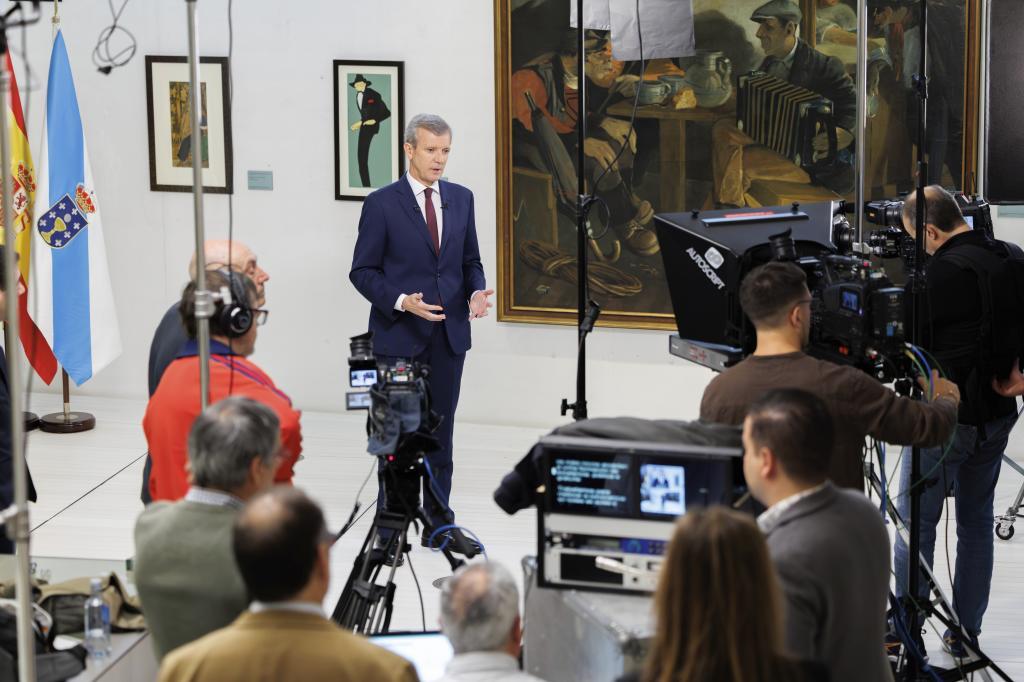 Alfonso Rueda, durante la grabación del mensaje de Fin de Año.