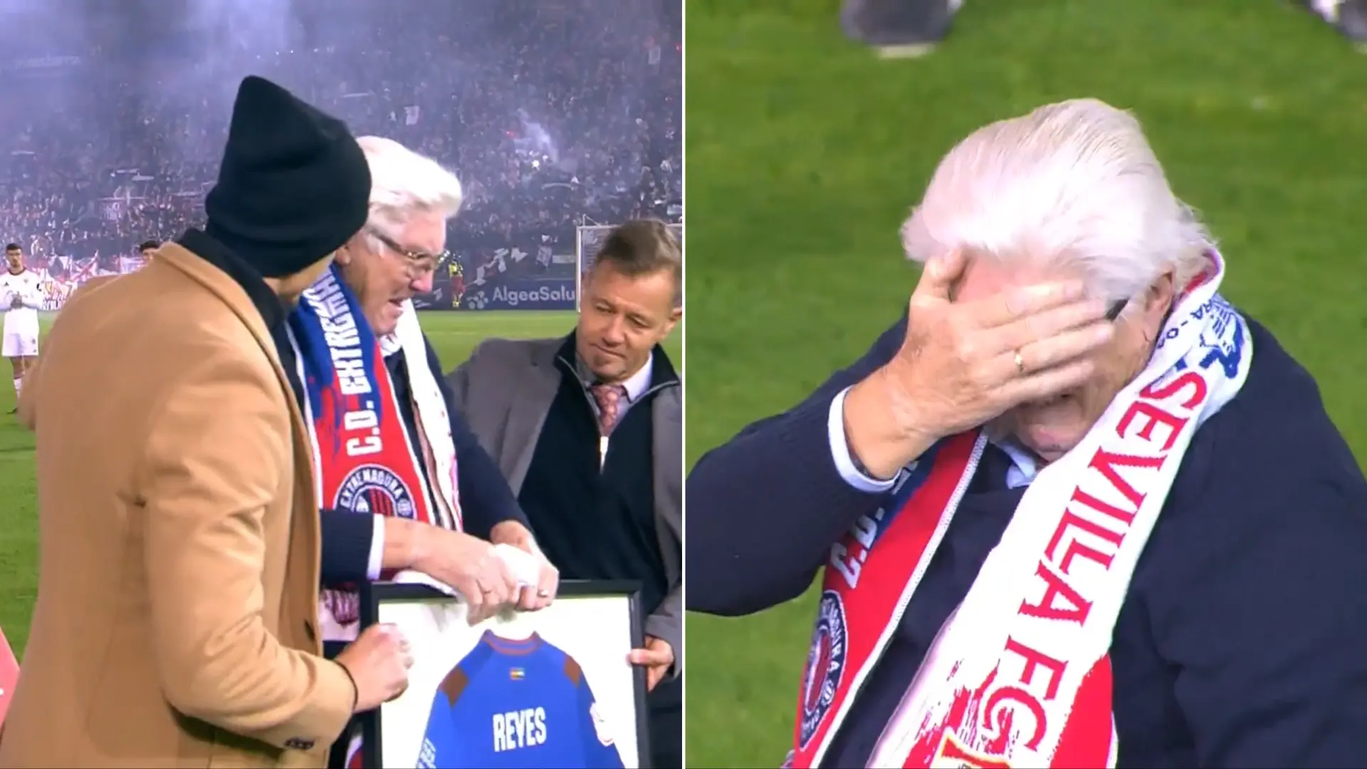 El emotivo homenaje a Reyes de Extremadura y Sevilla que hizo llorar a su padre: «Hasta que la muerte nos separe»