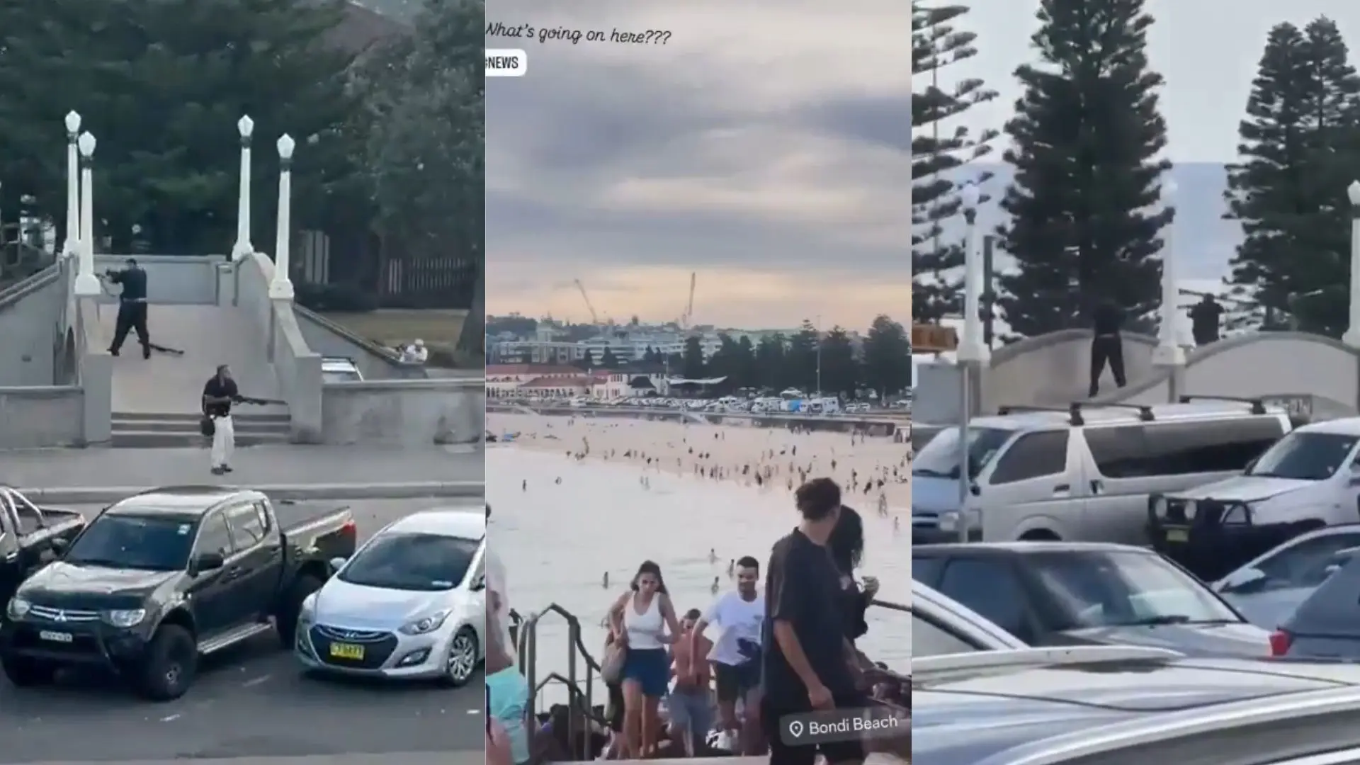 Los vídeos del infierno vivido en el tiroteo de Bondi Beach: víctimas, la detención de los atacantes y bañistas huyendo entre disparos