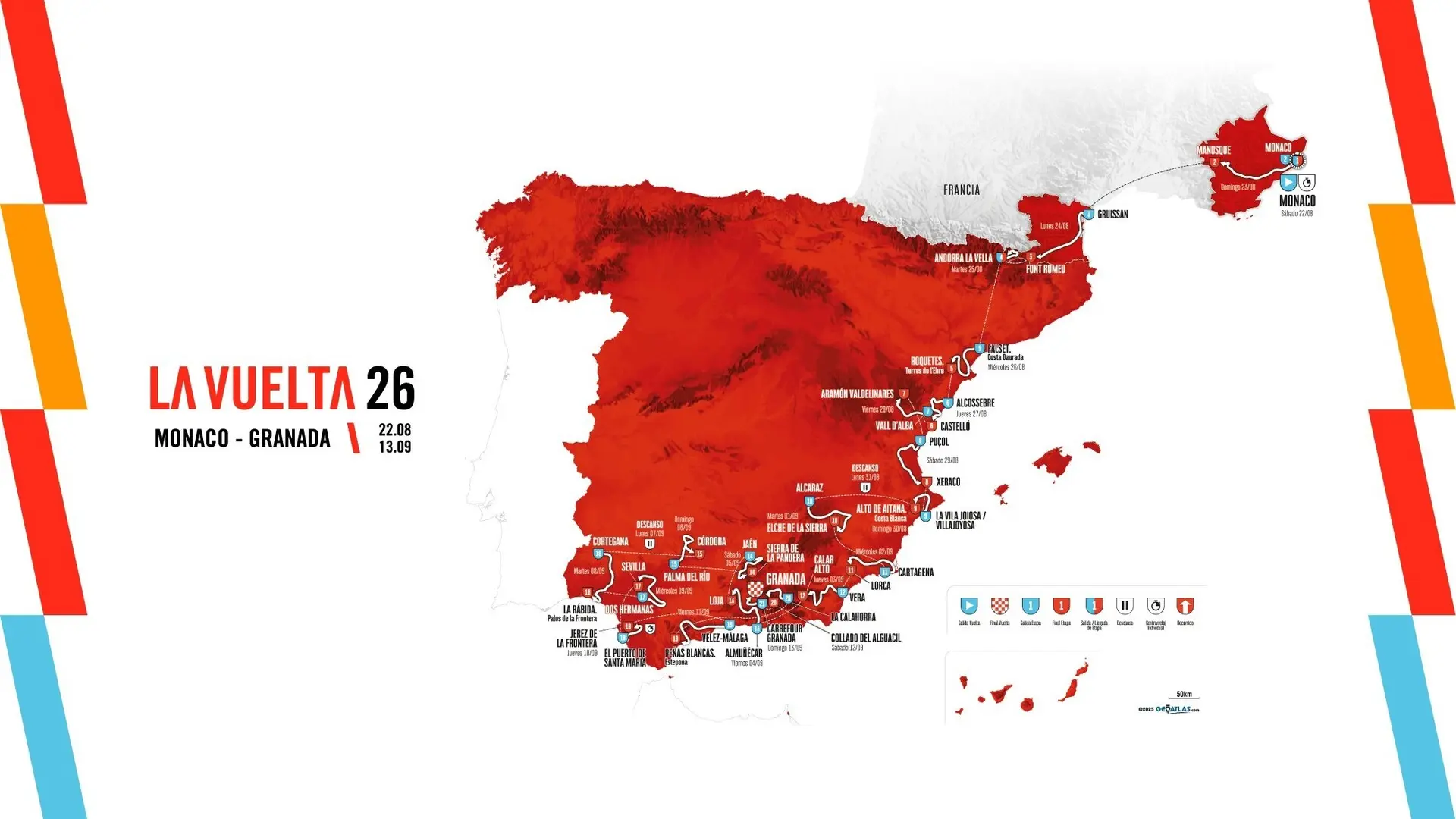 La Vuelta a España 2026 partirá del Casino de Mónaco, se 'olvida' de Madrid y del norte y coronará al campeón en la Alhambra
