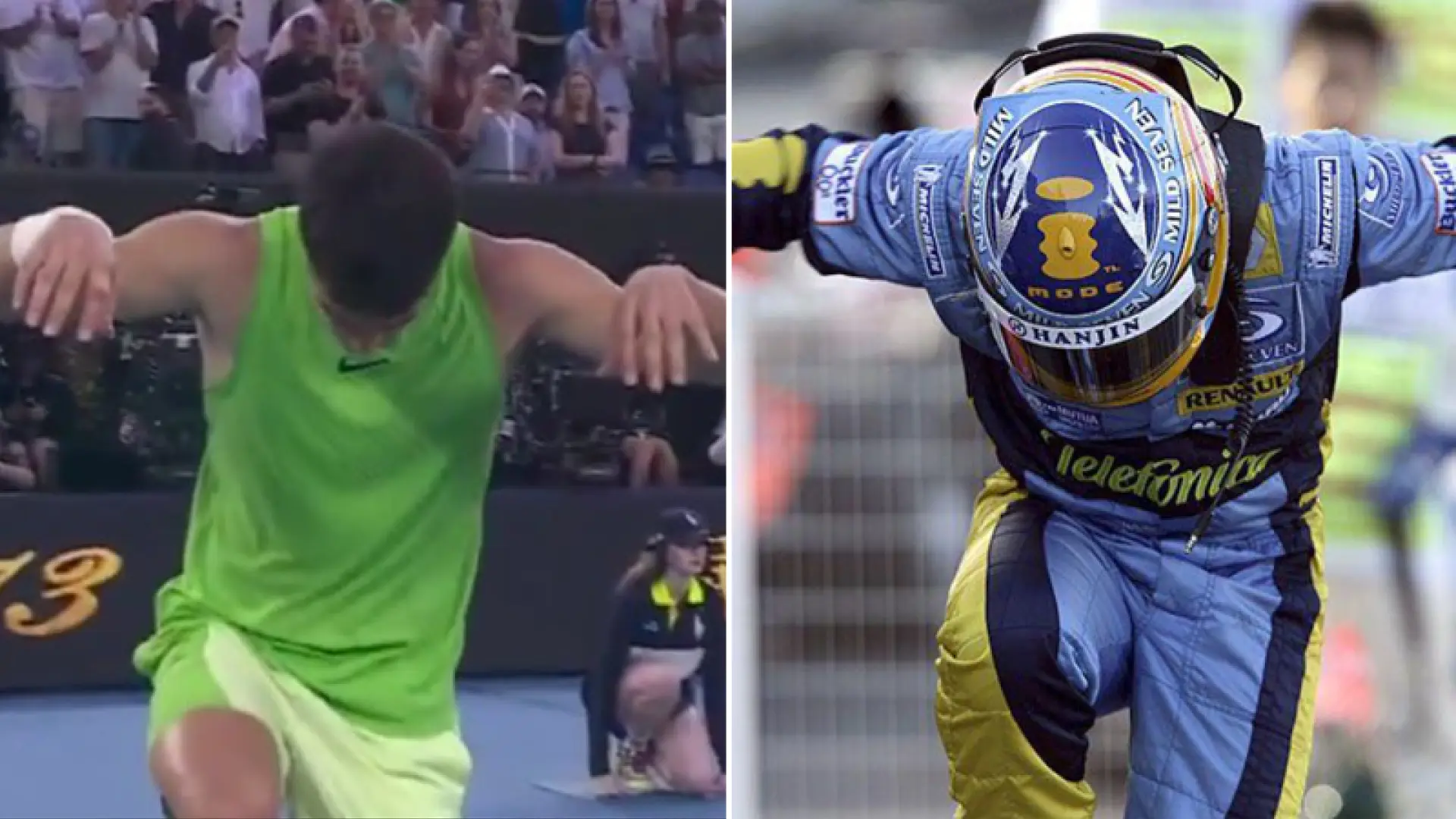 La icónica celebración de Alcaraz tras ganar a Zverev y que recuerda a la de otro genio español