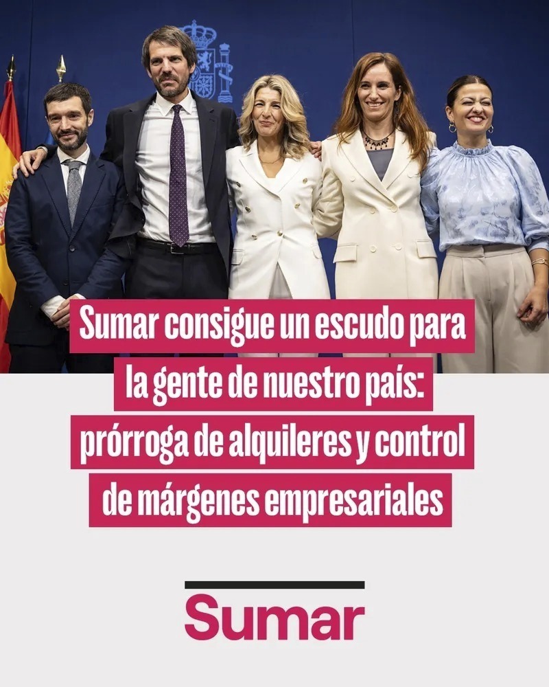 Cartel de publicado por Sumar tras el Consejo de Ministros