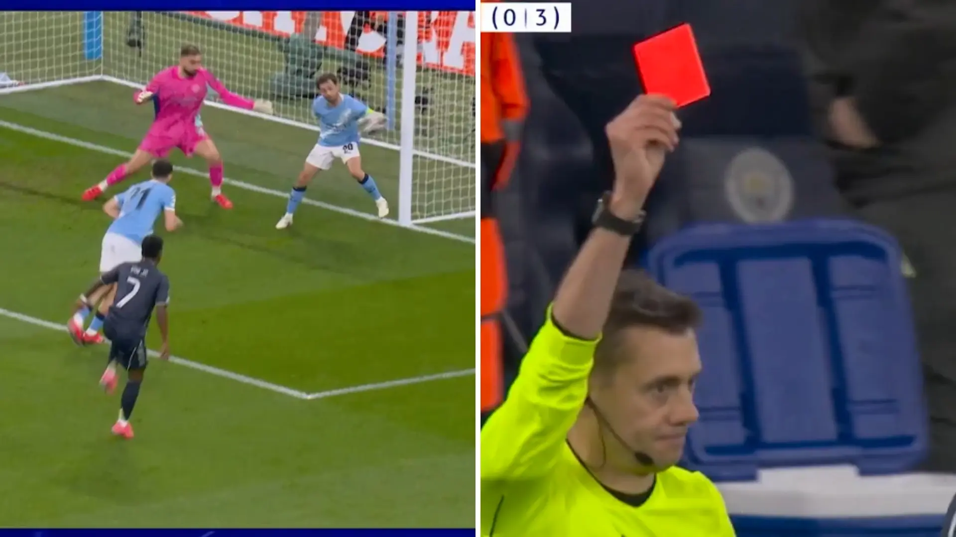 Así fue el polémico penalti para el Real Madrid con expulsión por mano a Bernardo Silva