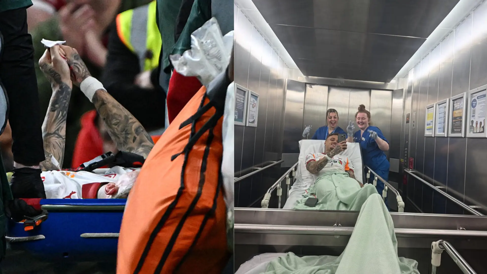 El futbolista Noa Lang comparte sus primeras imágenes tras serle amputado un dedo después de chocarse con una valla en Anfield