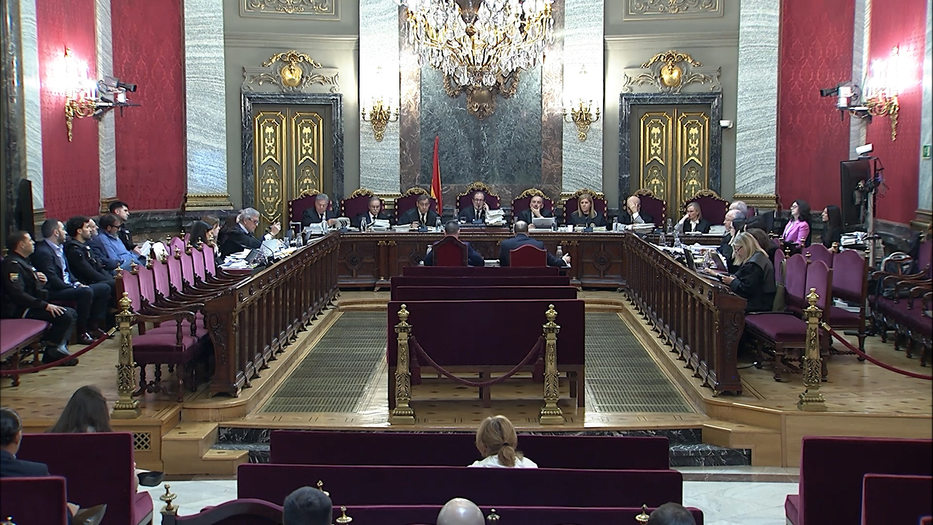 Los agentes de la UCO, durante su declaración en el TS este lunes.