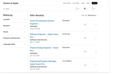 Empleos Apple Vision Pro
