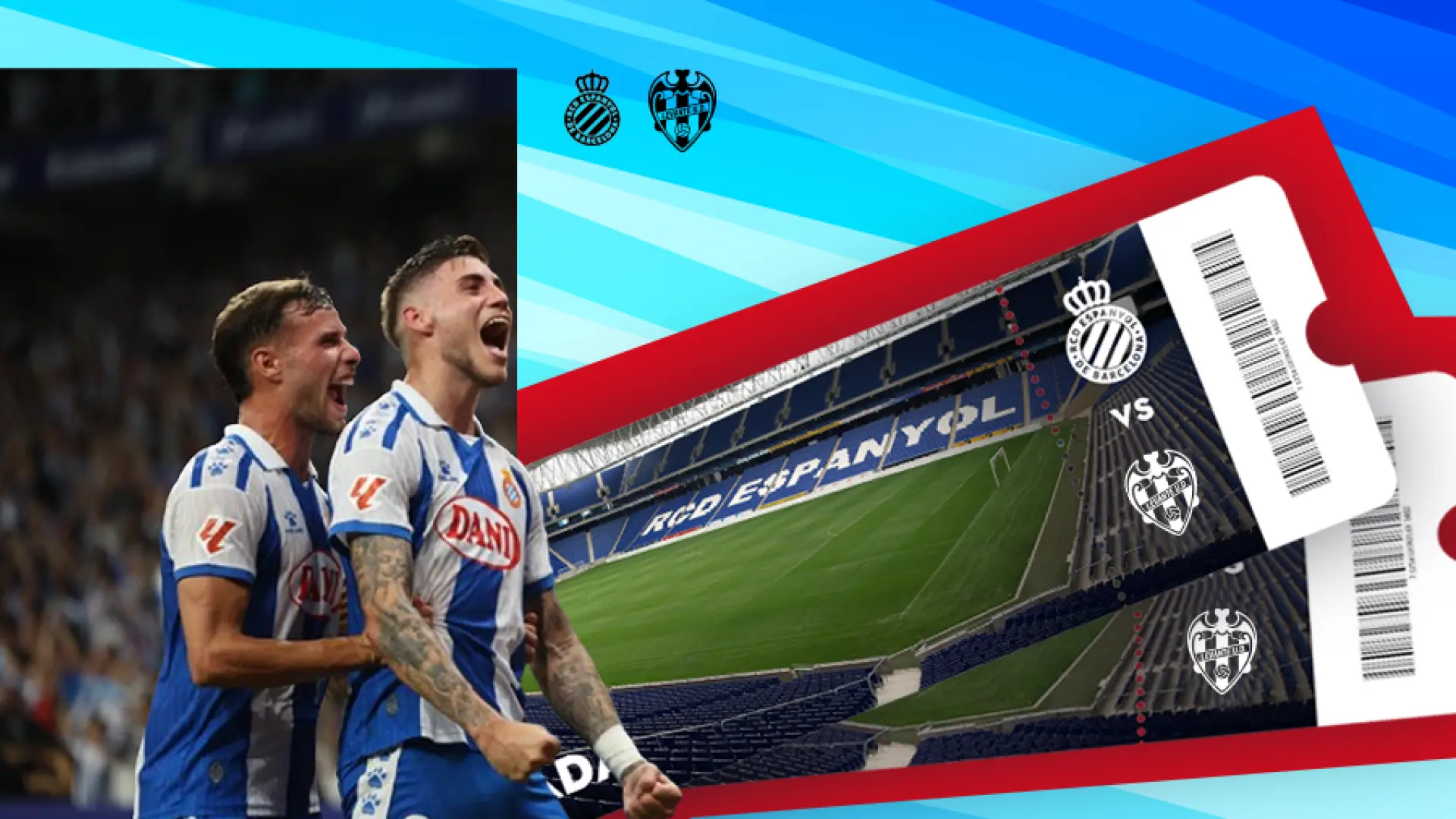 ¡Participa en el sorteo para ganar dos entradas para ver al RCD Espanyol ante el Levante en el RCDE Stadium!