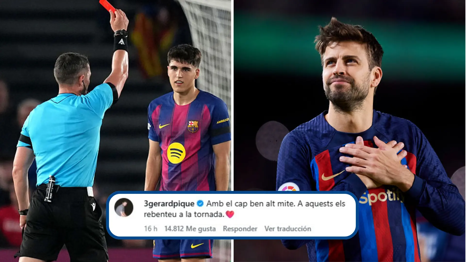 Gerard Piqué perdona a Cubarsí su expulsión con un dardo directo al Atlético: «A estos les reventáis en la vuelta»