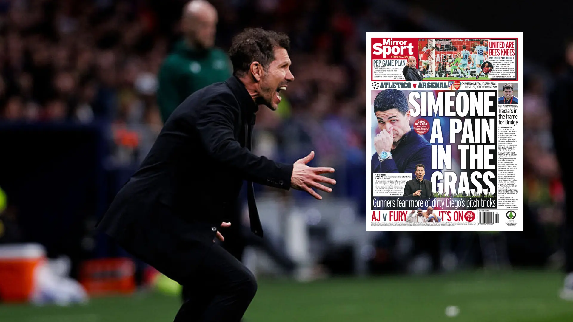 La prensa inglesa carga contra el césped del Metropolitano y acusa a Simeone de juego sucio antes de las semifinales de Champions