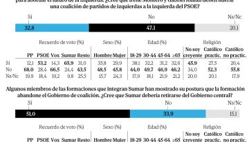 Dos tercios de los votantes de Sumar abogan por una coalición de izquierdas liderada por Irene Montero y Gabriel Rufián