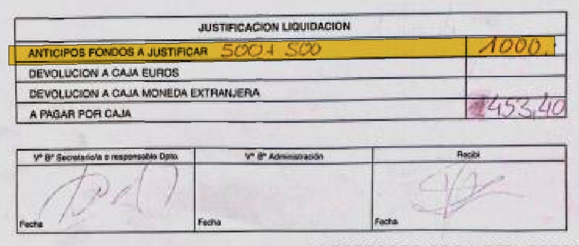 La hoja de liquidación.