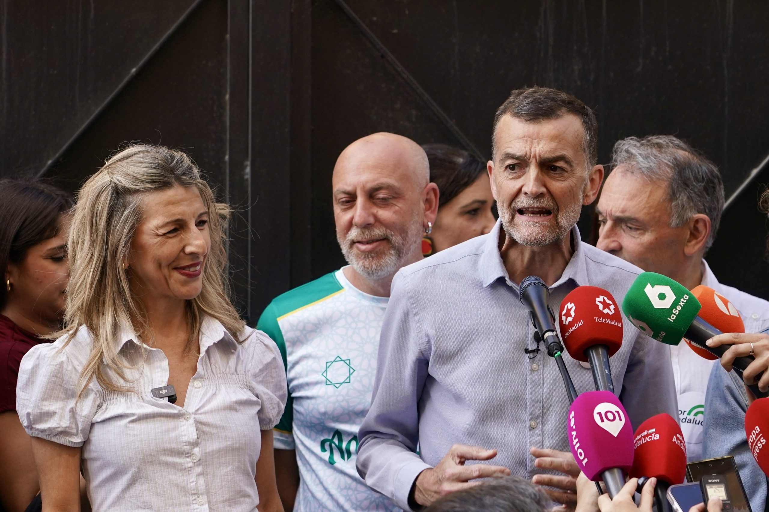 Antonio Maíllo y Yolanda Díaz, en la protesta de los sindicatos el 1 de Mayo en Málaga.