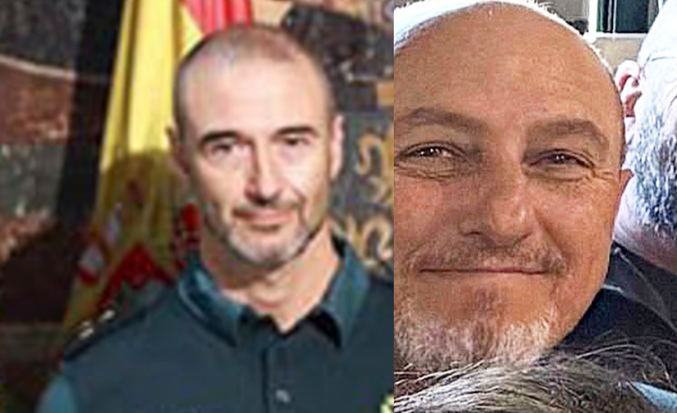 El capitán Jerónimo (izq.) y Germán (dcha.), los dos guardias civiles fallecidos durante una persecución a una narcolancha en el Estrecho de Gibraltar.