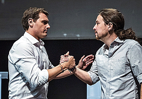 Albert Rivera y Pablo Iglesias en 2015.