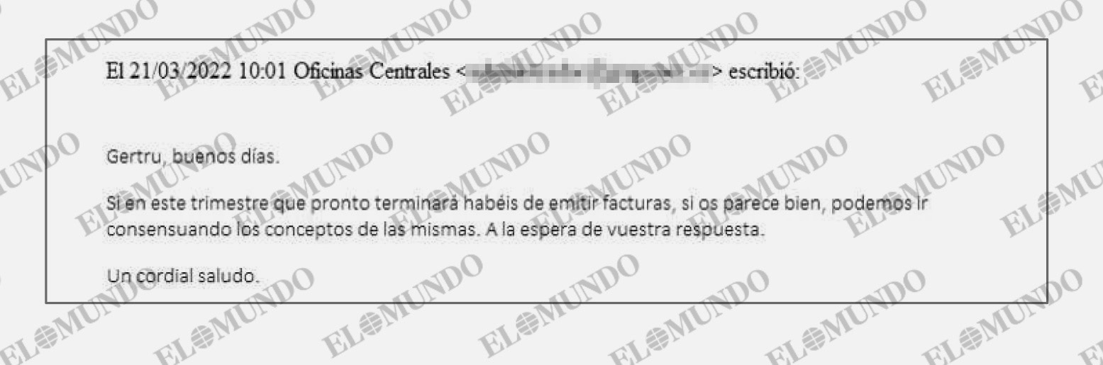Correos intercambiados entre la secretaria de Zapatero y el gestor del entorno societario que controla Julio Martínez.