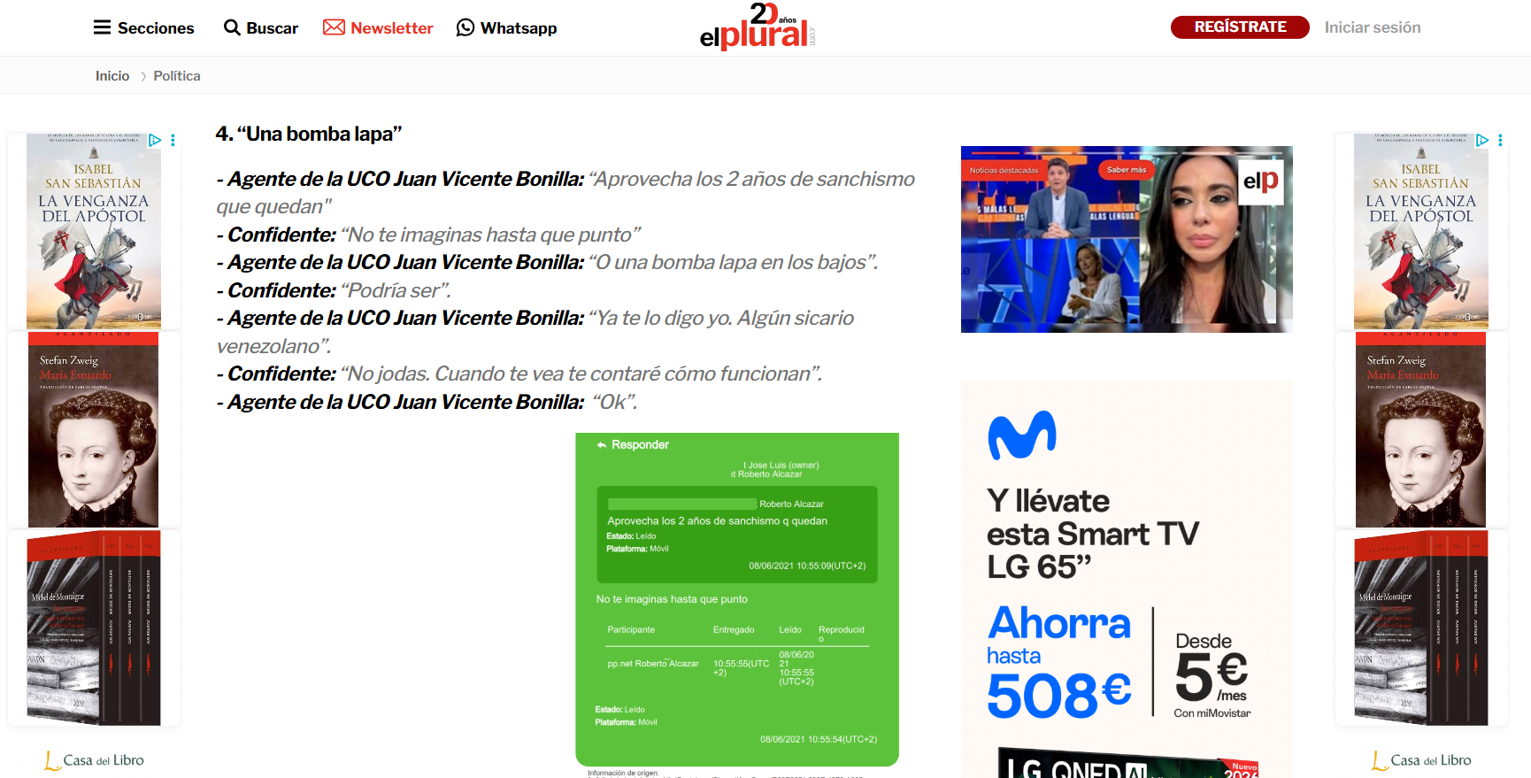 Titular de El Plural en la que se emplea la expresión "UCO patriótica"
