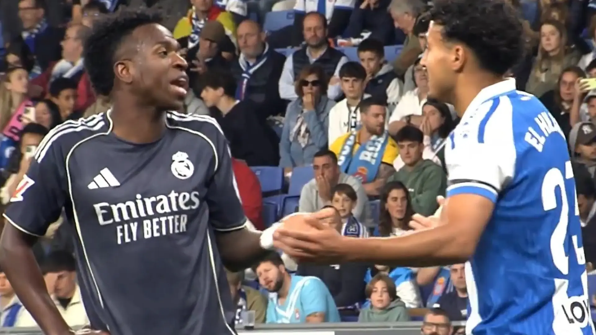 Vinícius, desatado contra El Hilali en el Espanyol – Real Madrid: «Eres tonto, quieres pelearte… Pídeme que cambie la camiseta»