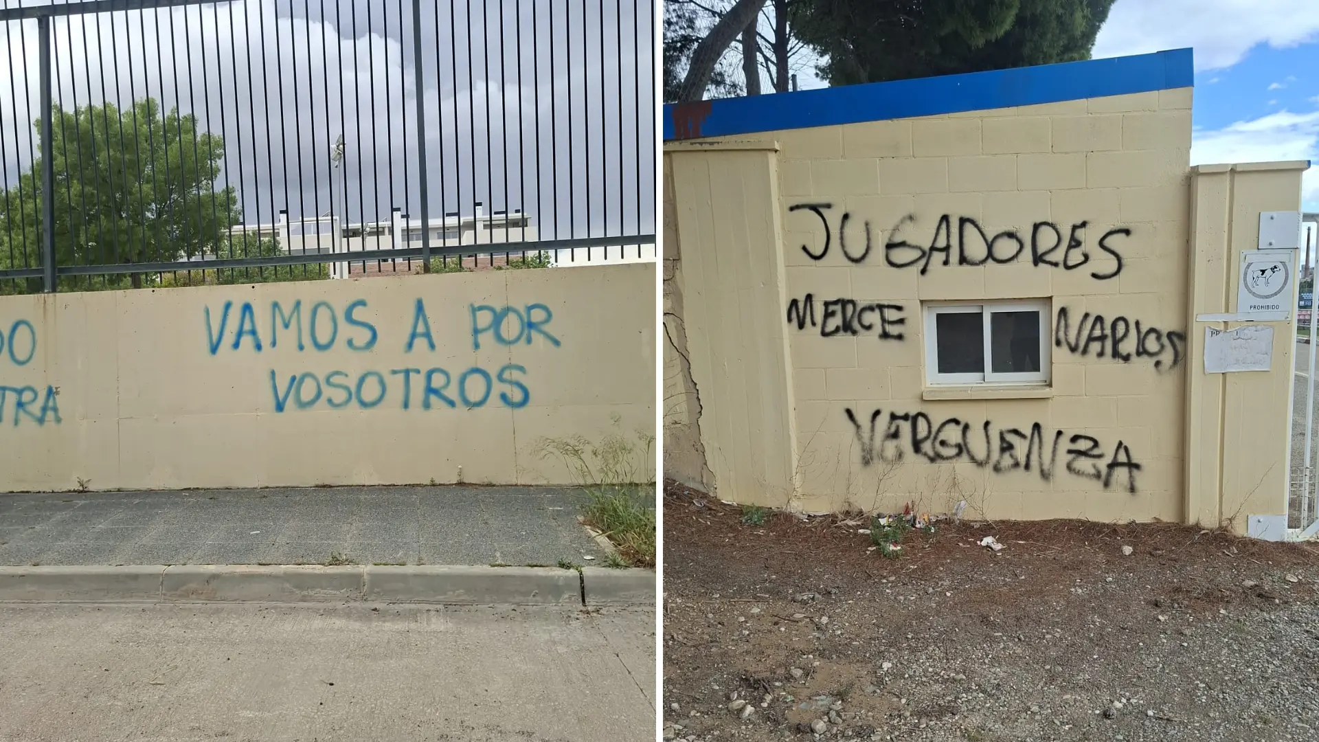 La afición del Real Zaragoza estalla con pintadas y amenazas contra sus jugadores: «Mercenarios, vamos a por vosotros»
