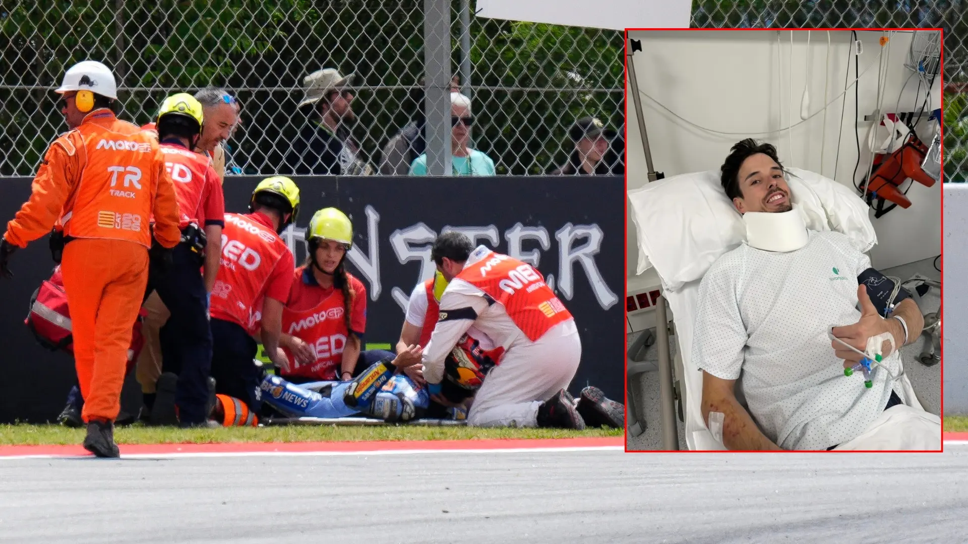 Primera imagen de Álex Márquez tras su brutal caída y mensaje tranquilizador: «¡Todo controlado!»